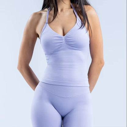 Gym Beautiful Open Back Bra Running Workout Halter Impact Longline Strappy Top Sports Yoga Vest Women'S Fitness Tank Top