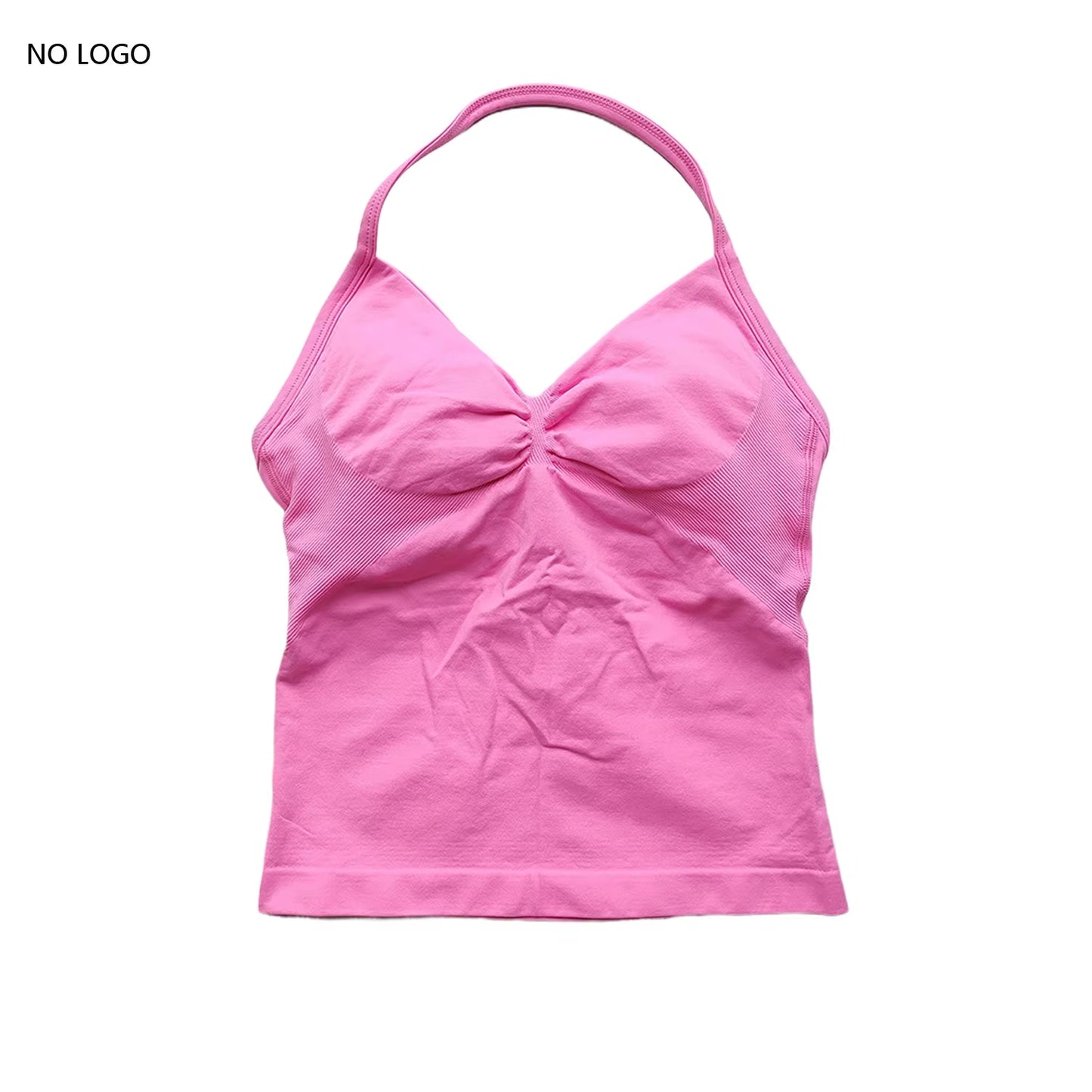 Longline Strappy Gym Top Backless Gym Clothes Women Scrunch Built-In Bra with Removable Cups Yoga Tank Tops