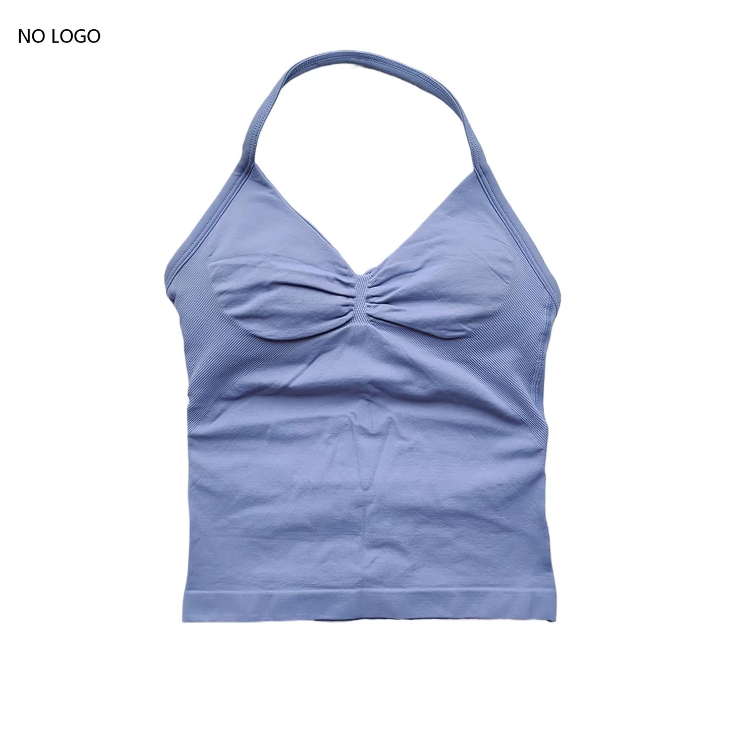 Longline Strappy Gym Top Backless Gym Clothes Women Scrunch Built-In Bra with Removable Cups Yoga Tank Tops