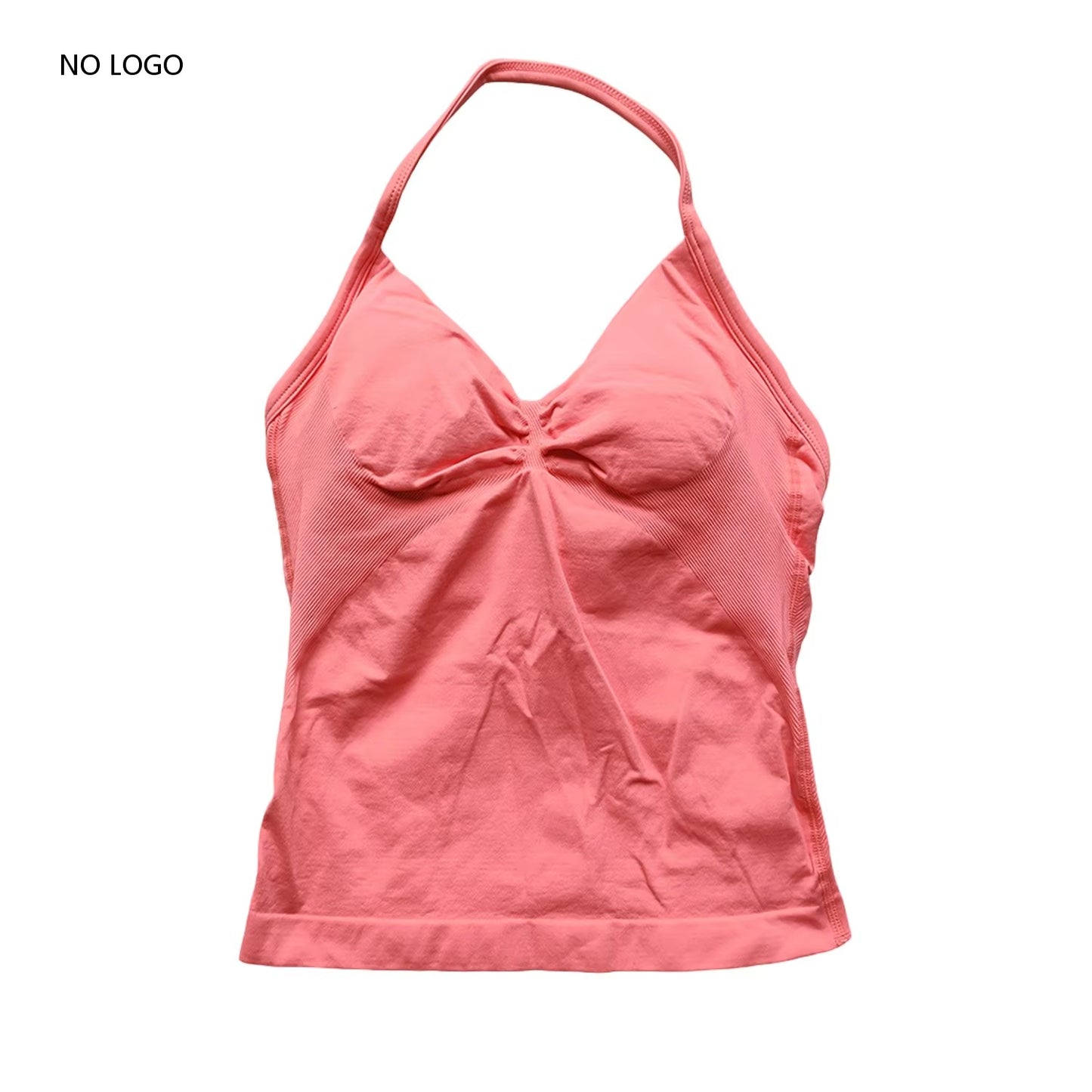 Longline Strappy Gym Top Backless Gym Clothes Women Scrunch Built-In Bra with Removable Cups Yoga Tank Tops