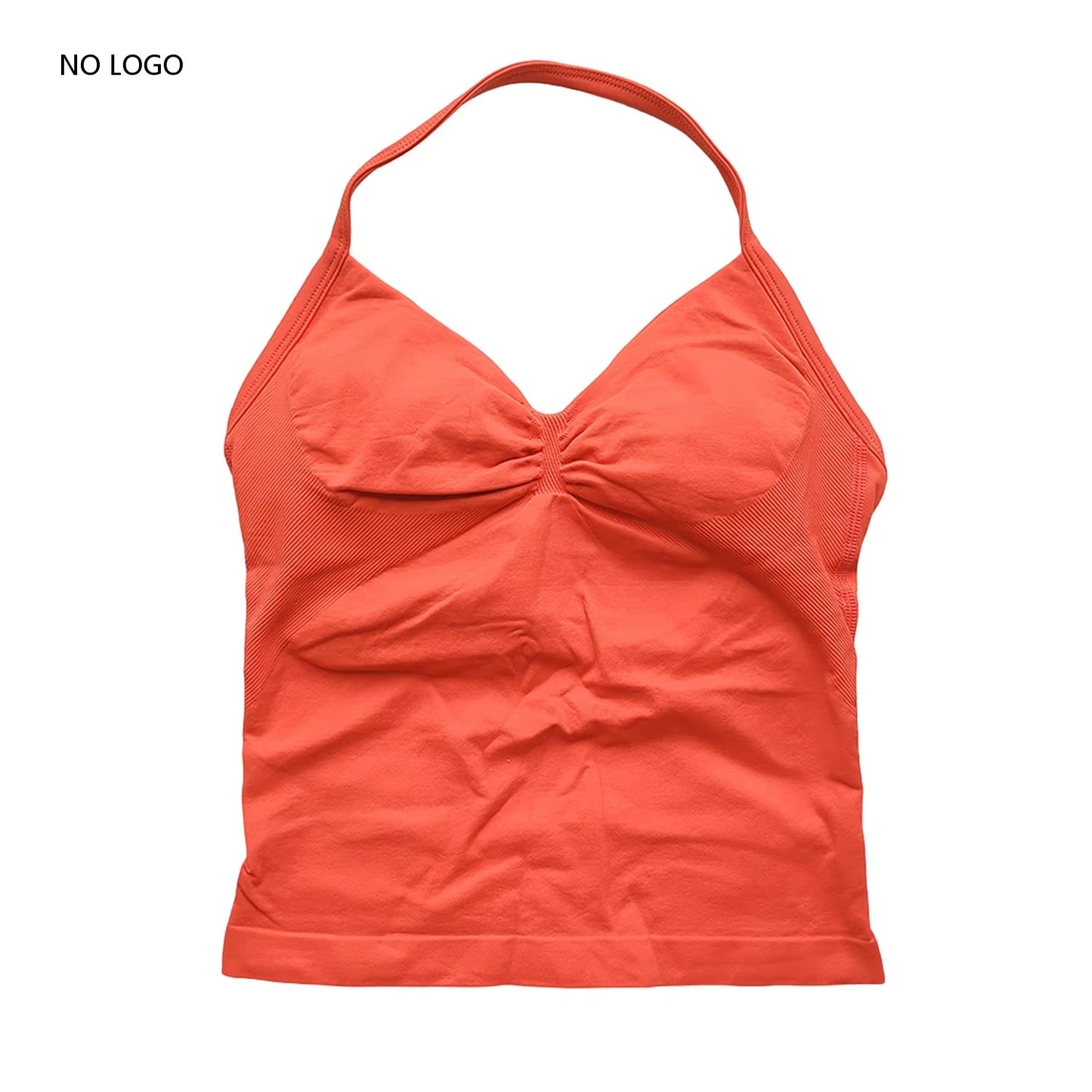 Longline Strappy Gym Top Backless Gym Clothes Women Scrunch Built-In Bra with Removable Cups Yoga Tank Tops